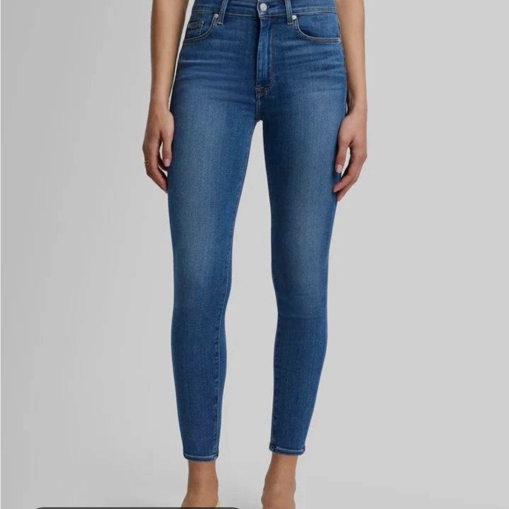 7 For All Mankind Women's Blue Skinny Jeans Size 27